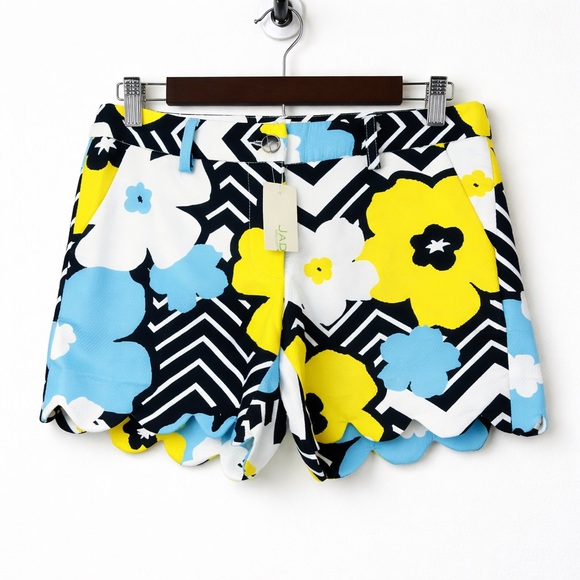 Jade Melody Tam Pants - Jade Melody Tam Floral Size 2 Zigzag Scalloped Shorts NWT Preppy Retro Mod